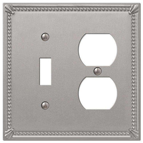 Imperial Bead Brushed Nickel Toggle / Duplex Outlet - Wallplatesonline.com