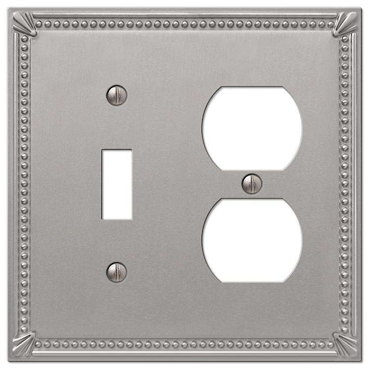 Imperial Bead Brushed Nickel Toggle / Duplex Outlet - Wallplatesonline.com