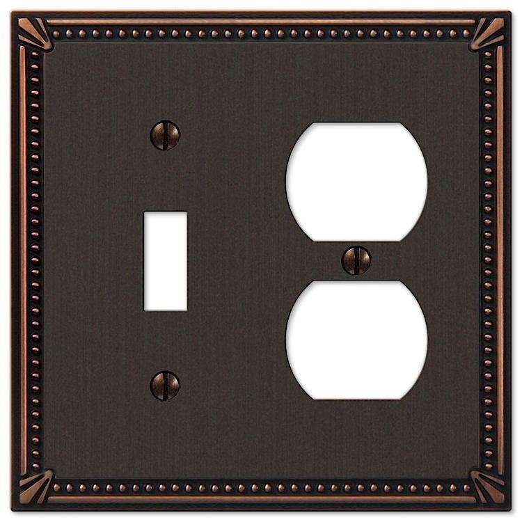 Imperial Bead Aged Bronze Toggle / Duplex Outlet