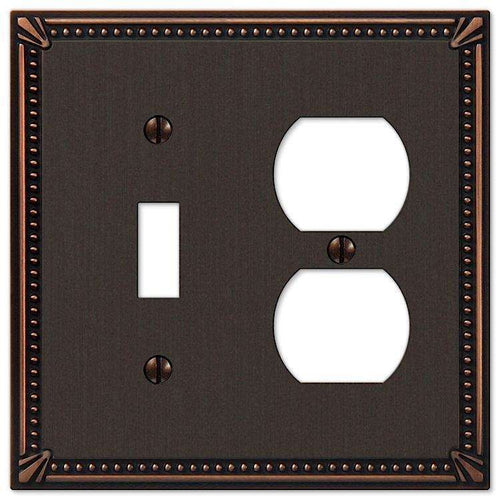 Imperial Bead Aged Bronze Toggle / Duplex Outlet - Wallplatesonline.com