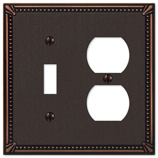 Imperial Bead Aged Bronze Toggle / Duplex Outlet - Wallplatesonline.com