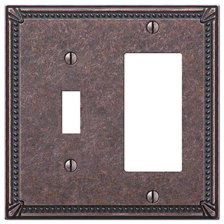 Imperial Bead Tumbled Aged Bronze Toggle / 1 Rocker (GFI) - Wallplatesonline.com