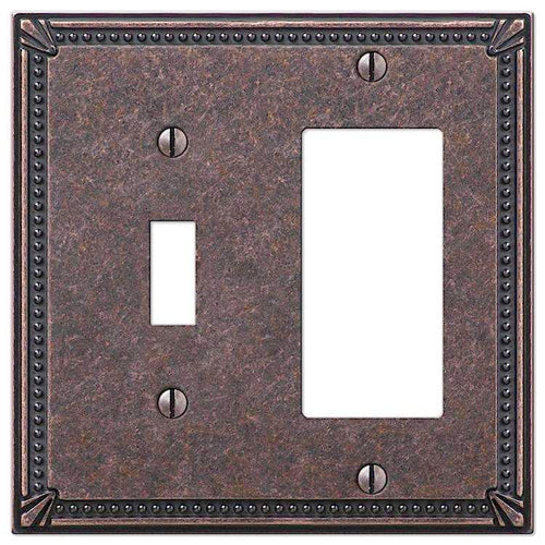 Imperial Bead Tumbled Aged Bronze Toggle / 1 Rocker (GFI) - Wallplatesonline.com