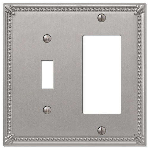 Imperial Bead Brushed Nickel Toggle / 1 Rocker (GFI) - Wallplatesonline.com