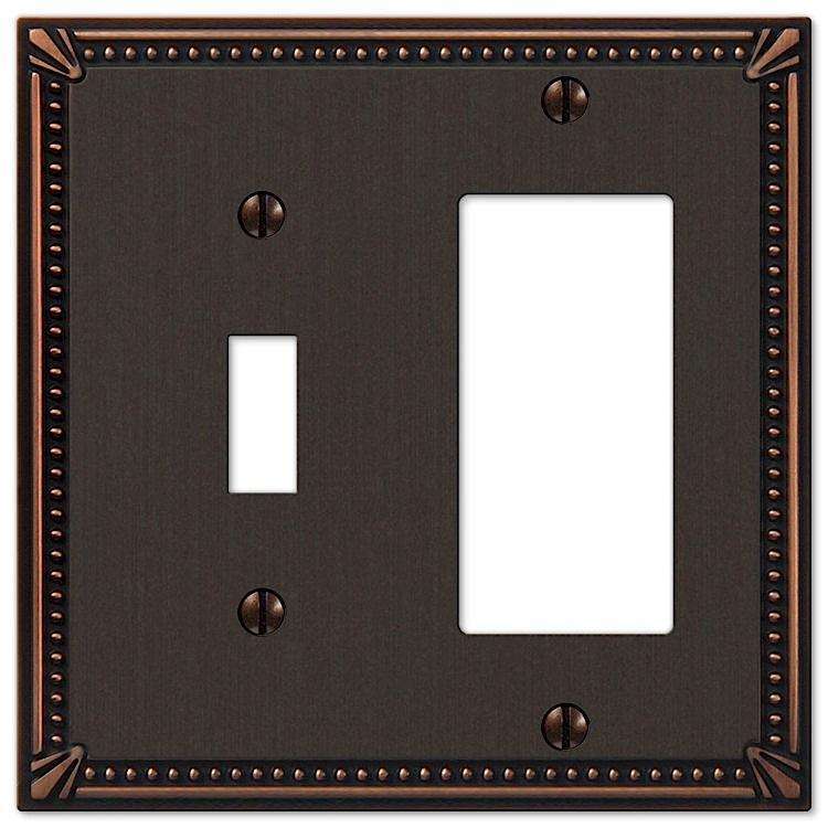 Imperial Bead Aged Bronze Toggle / 1 Rocker (GFI) - Wallplatesonline.com