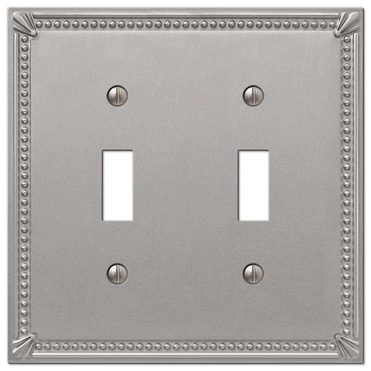 Imperial Bead Brushed Nickel Double Toggle