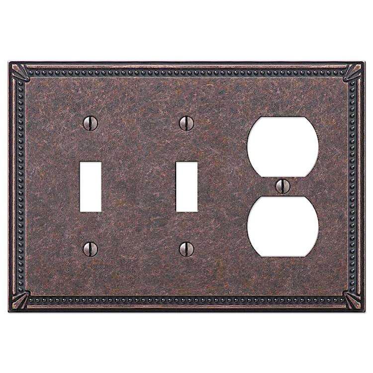 Imperial Bead Tumbled Aged Bronze 2 Toggle / Duplex Outlet