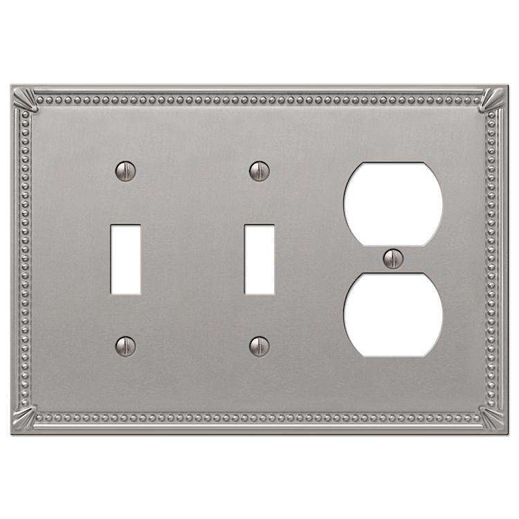 Imperial Bead Brushed Nickel 2 Toggle / Duplex Outlet