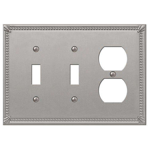 Imperial Bead Brushed Nickel 2 Toggle / Duplex Outlet - Wallplatesonline.com
