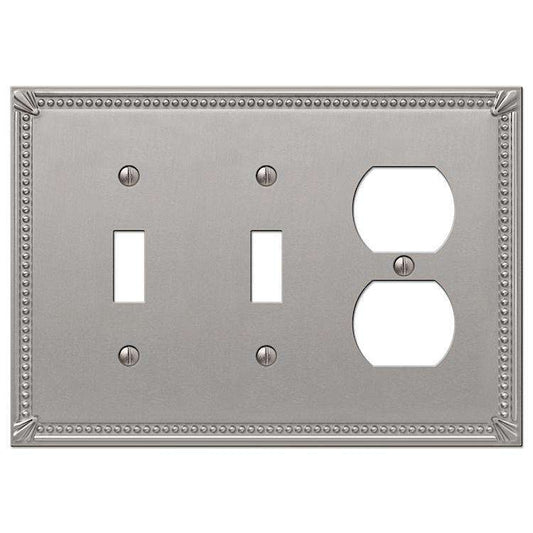 Imperial Bead Brushed Nickel 2 Toggle / Duplex Outlet - Wallplatesonline.com