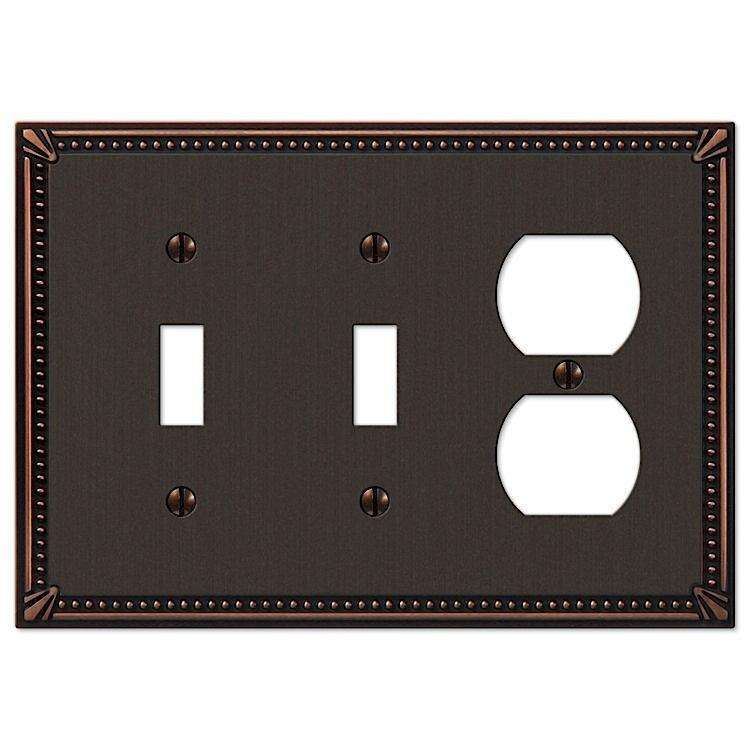 Imperial Bead Aged Bronze 2 Toggle / Duplex Outlet - Wallplatesonline.com