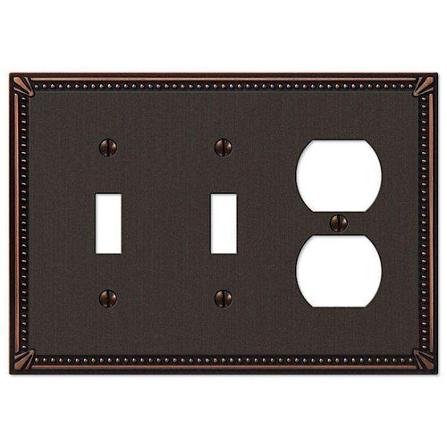 Imperial Bead Aged Bronze 2 Toggle / Duplex Outlet - Wallplatesonline.com
