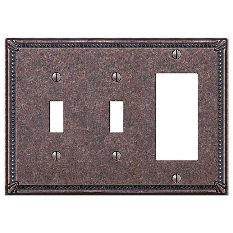 Imperial Bead Tumbled Aged Bronze 2 Toggle / 1 Rocker (GFI) - Wallplatesonline.com