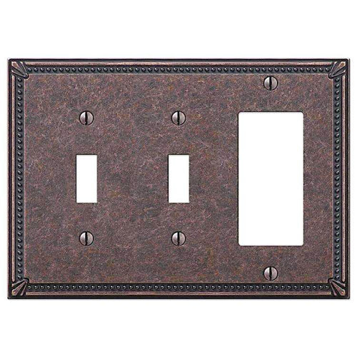 Imperial Bead Tumbled Aged Bronze 2 Toggle / 1 Rocker (GFI) - Wallplatesonline.com