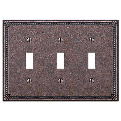 Imperial Bead Tumbled Aged Bronze Triple Toggle - Wallplatesonline.com