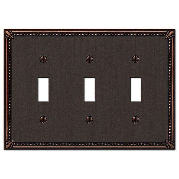 Imperial Bead Aged Bronze Triple Toggle - Wallplatesonline.com