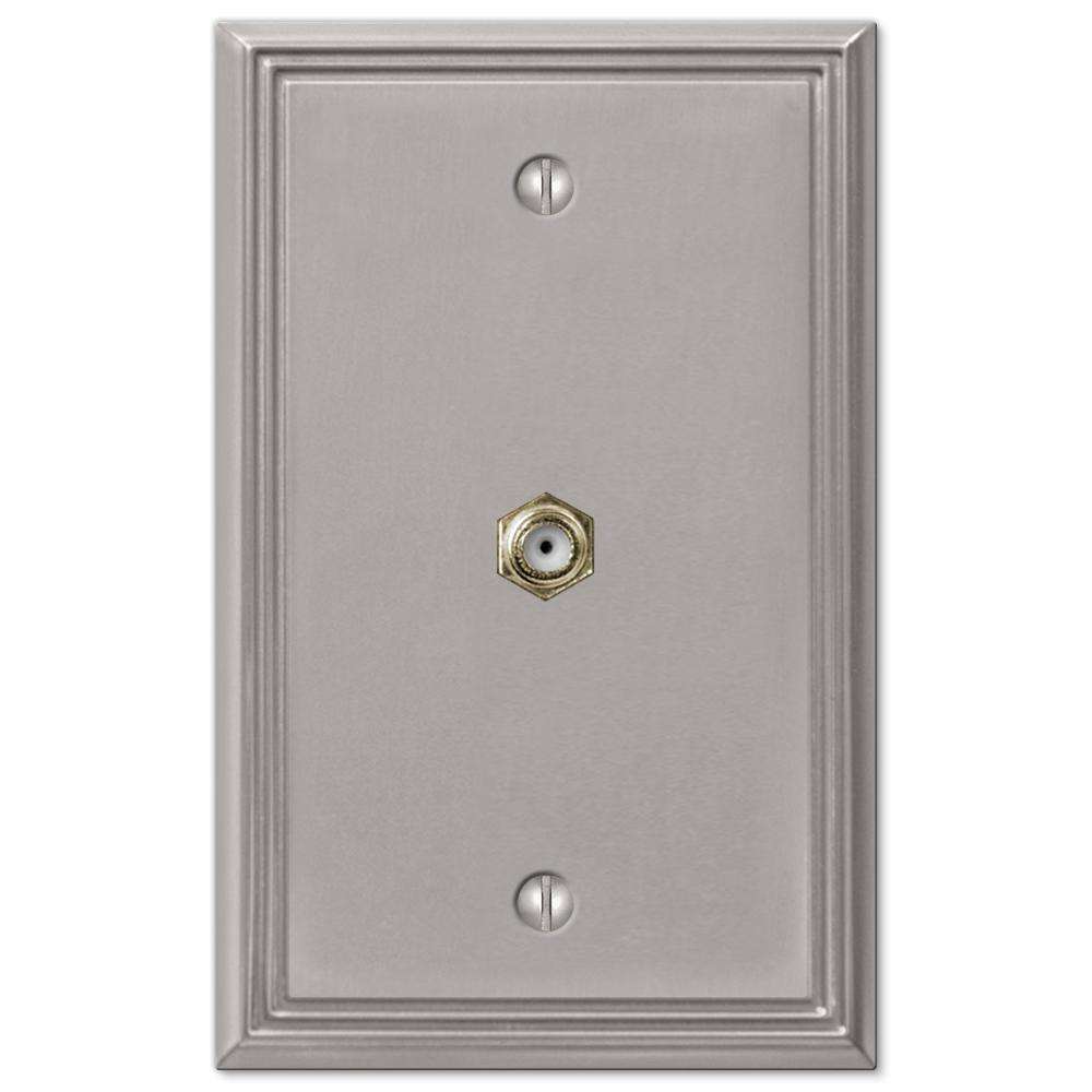 Metro Line Brushed Nickel 1 Cable TV with Hardware - Wallplatesonline.com