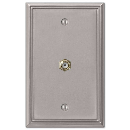 Metro Line Brushed Nickel 1 Cable TV with Hardware - Wallplatesonline.com