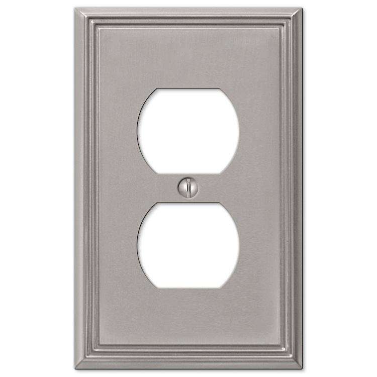 Metro Line Brushed Nickel 1 Duplex Outlet - Wallplatesonline.com