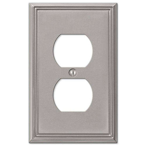Metro Line Brushed Nickel 1 Duplex Outlet - Wallplatesonline.com