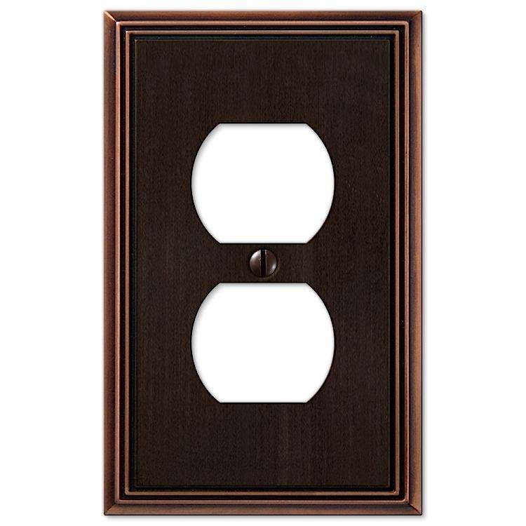 Metro Line Aged Bronze 1 Duplex Outlet - Wallplatesonline.com