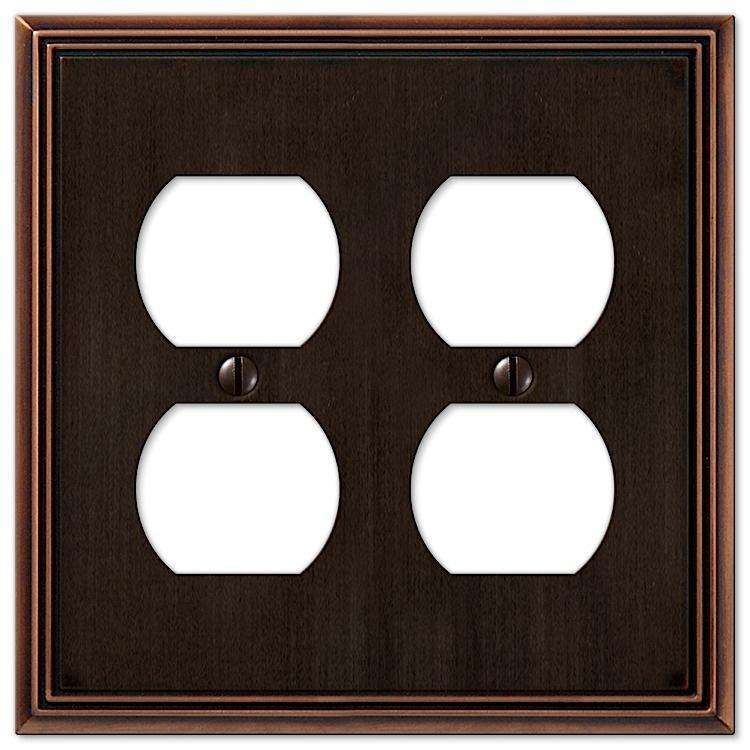 Metro Line Aged Bronze 2 Duplex Outlet