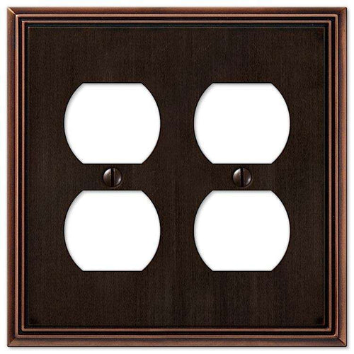 Metro Line Aged Bronze 2 Duplex Outlet - Wallplatesonline.com