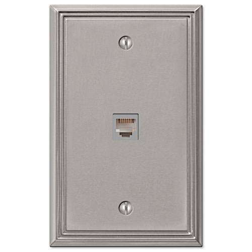 Metro Line Brushed Nickel 1 Phone Jack with Hardware - Wallplatesonline.com