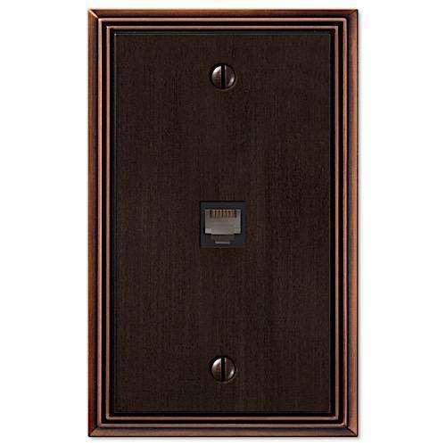 Metro Line Aged Bronze 1 Phone Jack with Hardware - Wallplatesonline.com