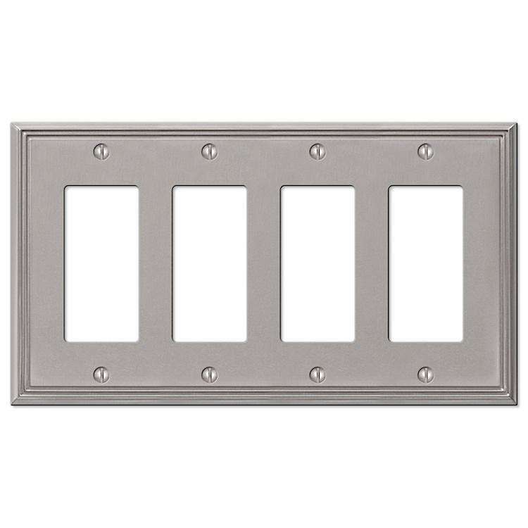 Metro Line Brushed Nickel 4 Rocker (GFI) - Wallplatesonline.com