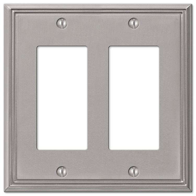 Metro Line Brushed Nickel 2 Rocker (GFI) - Wallplatesonline.com
