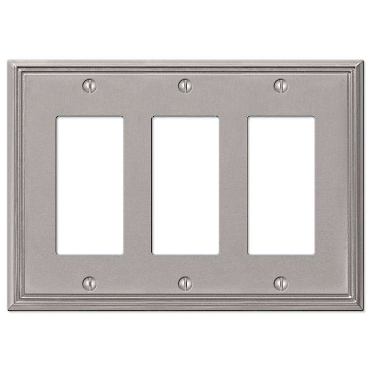 Metro Line Brushed Nickel 3 Rocker (GFI) - Wallplatesonline.com