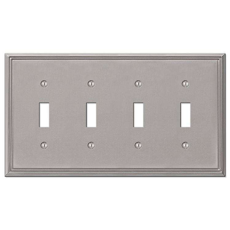 Metro Line Brushed Nickel 4 Toggle - Wallplatesonline.com