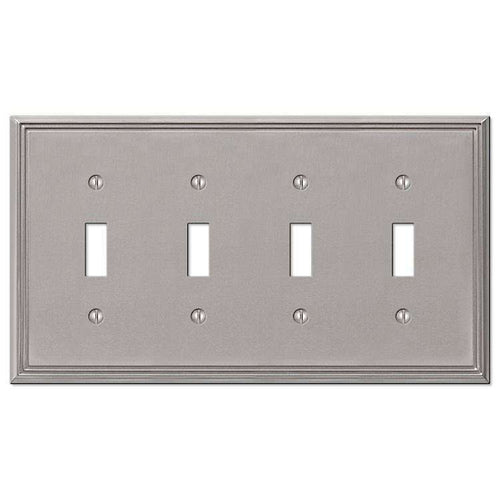 Metro Line Brushed Nickel 4 Toggle - Wallplatesonline.com