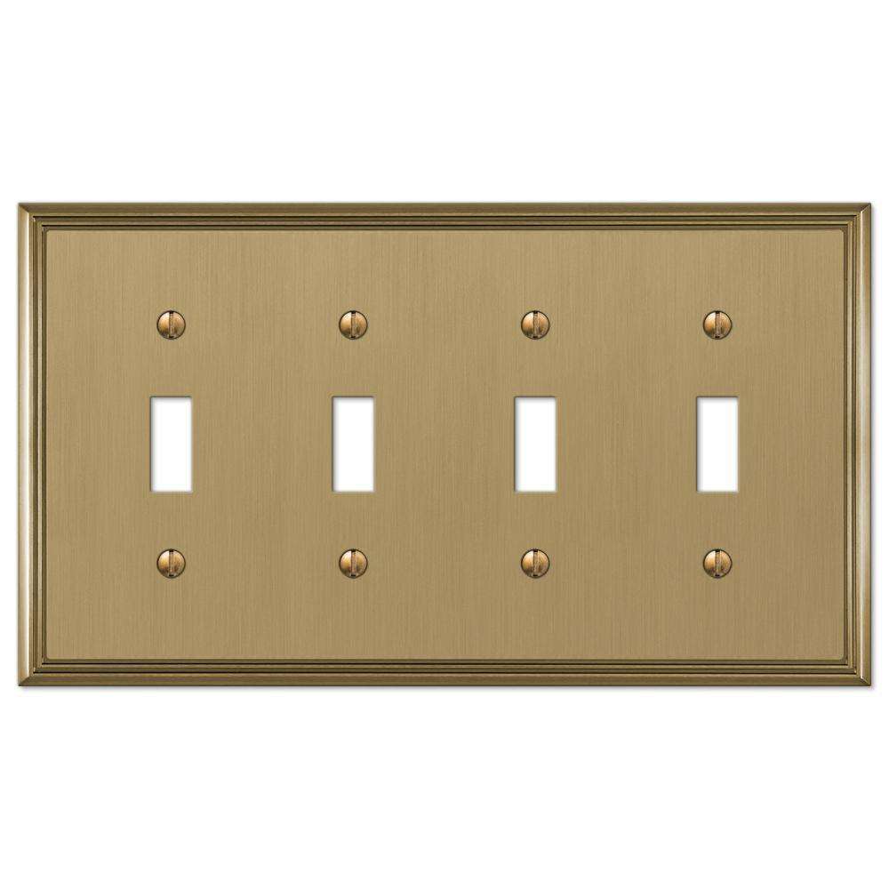 Metro Line Brushed Bronze 4 Toggle:Wallplatesonline.com