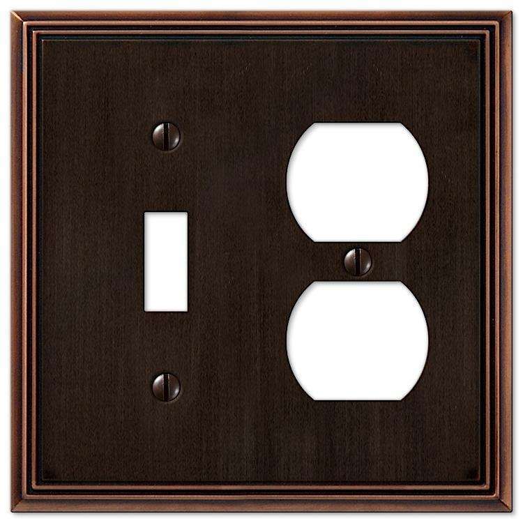 Metro Line Aged Bronze Toggle / Duplex Outlet - Wallplatesonline.com