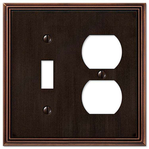 Metro Line Aged Bronze Toggle / Duplex Outlet - Wallplatesonline.com