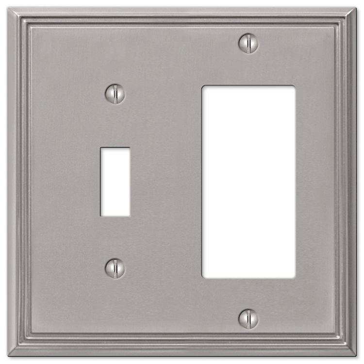 Metro Line Brushed Nickel Toggle / 1 Rocker (GFI) - Wallplatesonline.com