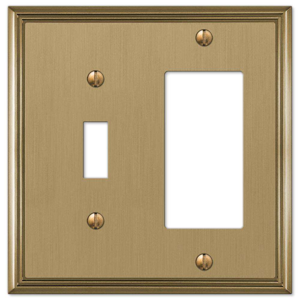 Metro Line Brushed Bronze Toggle / 1 Rocker (GFI):Wallplatesonline.com