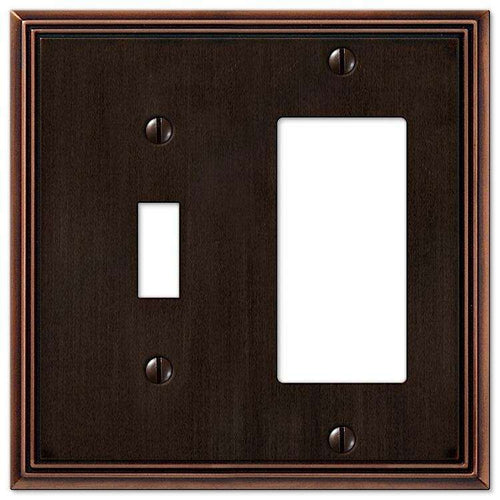 Metro Line Aged Bronze Toggle / 1 Rocker (GFI) - Wallplatesonline.com