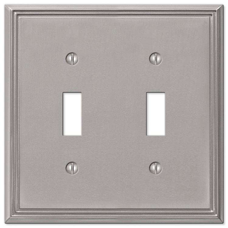 Metro Line Brushed Nickel Double Toggle - Wallplatesonline.com