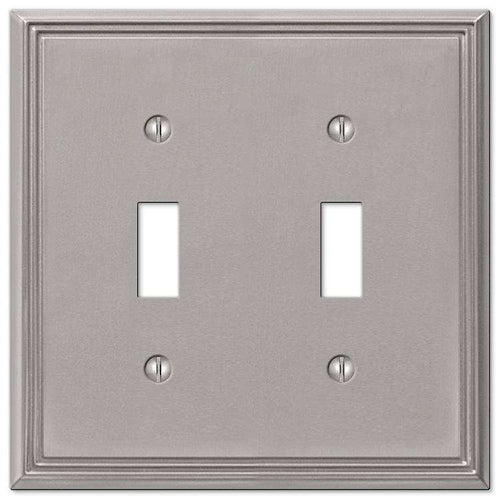 Metro Line Brushed Nickel Double Toggle - Wallplatesonline.com