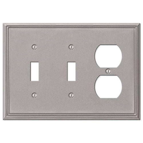 Metro Line Brushed Nickel 2 Toggle / Duplex Outlet - Wallplatesonline.com