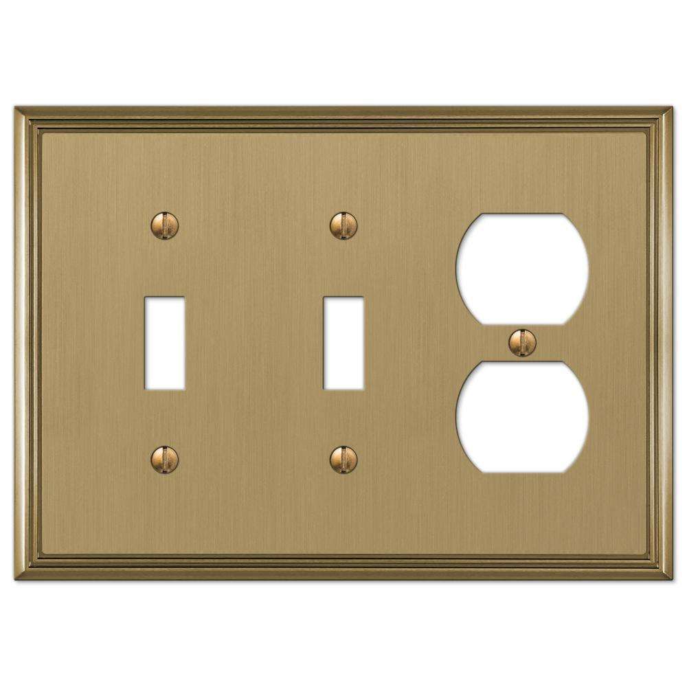 Metro Line Brushed Bronze 2 Toggle / Duplex Outlet
