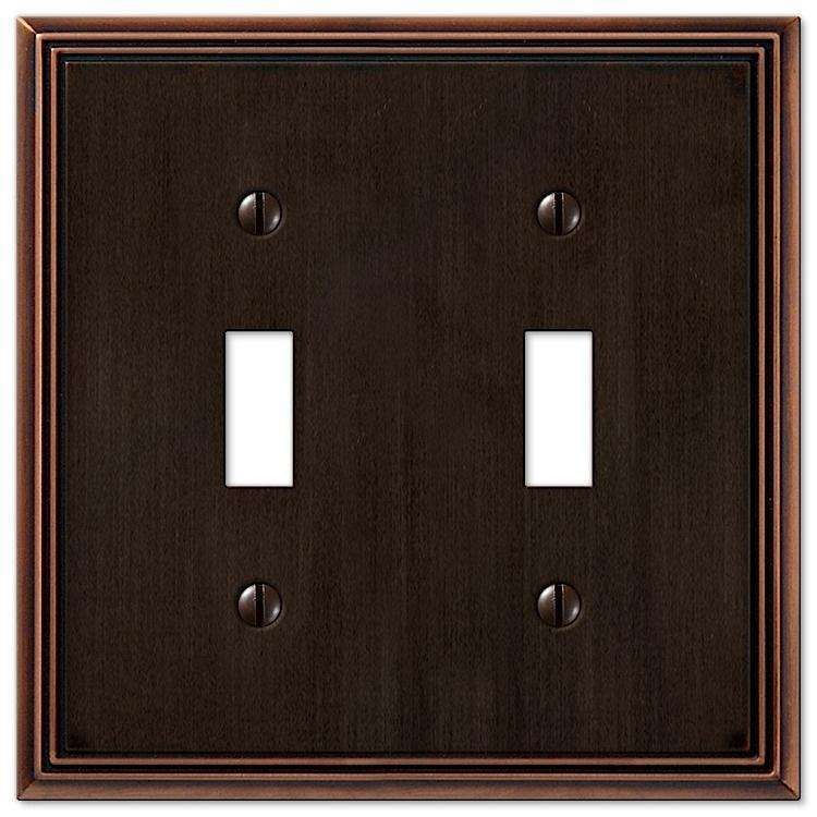 Metro Line Aged Bronze Double Toggle - Wallplatesonline.com