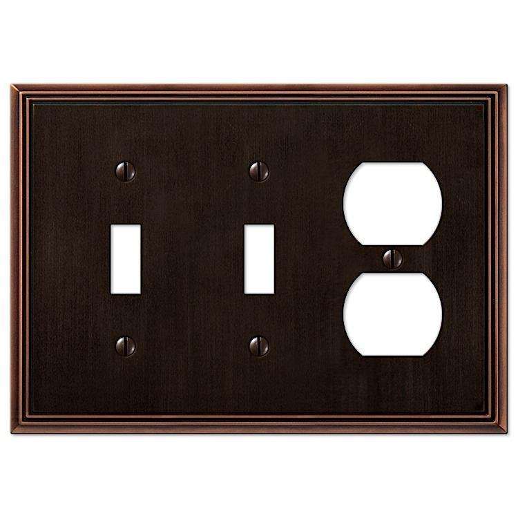 Metro Line Aged Bronze 2 Toggle / Duplex Outlet - Wallplatesonline.com