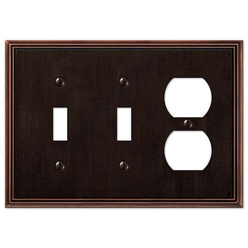 Metro Line Aged Bronze 2 Toggle / Duplex Outlet - Wallplatesonline.com