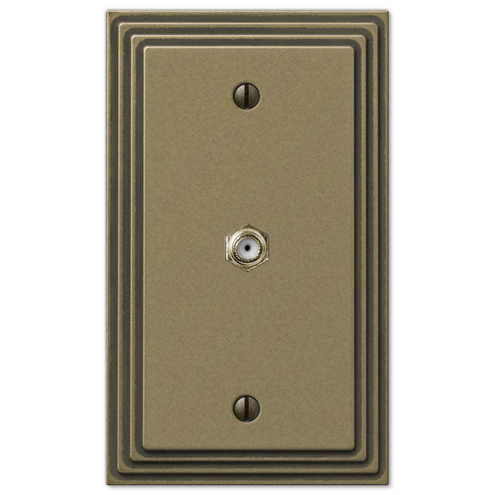 Steps Antique Brass 1 Cable TV with Hardware - Wallplatesonline.com