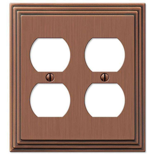 Steps Antique Copper 2 Duplex Outlet - Wallplatesonline.com