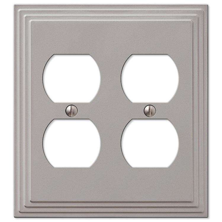Steps Satin Nickel 2 Duplex Outlet - Wallplatesonline.com